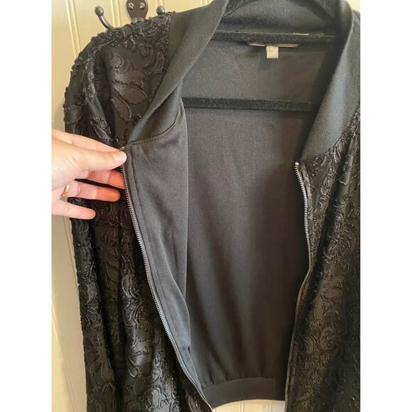 Stevie Bomber Women’s XL Black Embossed Lace Zip w/ PocketsJacket with Pockets - Picture 3 of 5